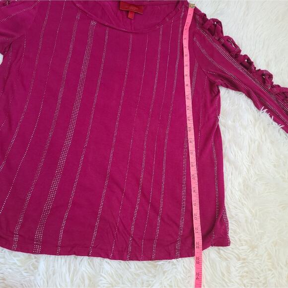 Jennifer Lopez Violet Studded Looped Sleeve Blouse Size Large - Picture 11 of 11